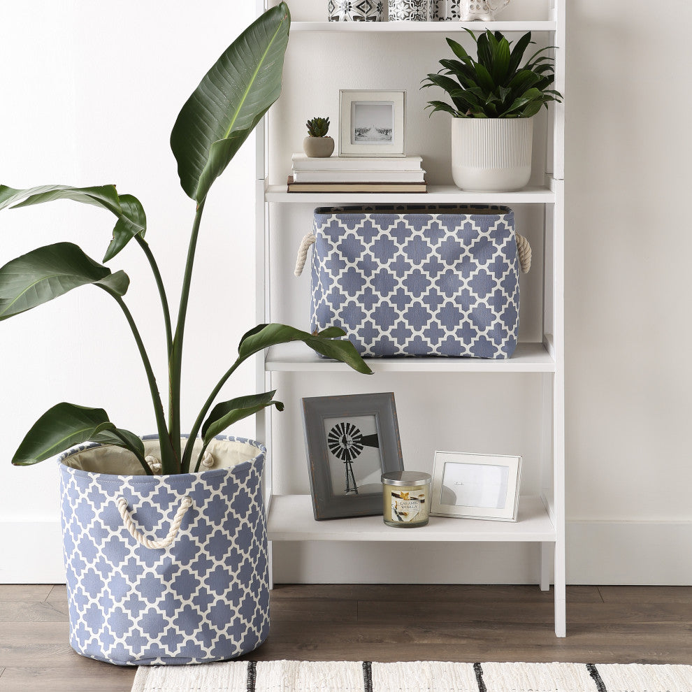 DII Polyester Bin Lattice Stonewash Blue Rectangle Medium