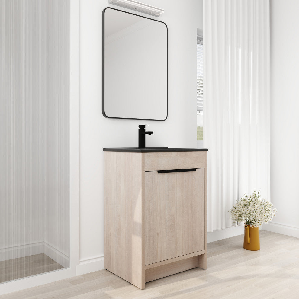 24 Inch Plywood Freestanding Bathroom Vanity With Doors and Adjustable Shelf