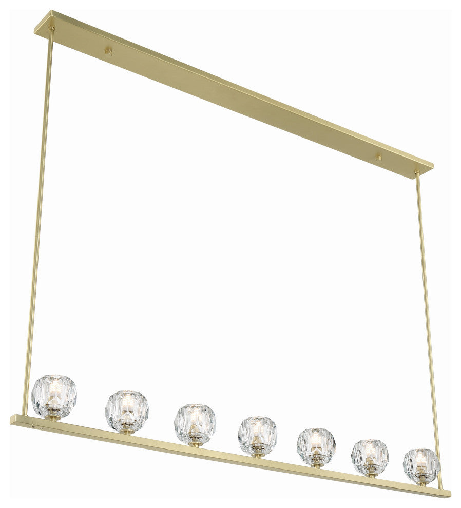 Aragon 7-Light Soft Brass Chandelier, Faceted Cut Crystal