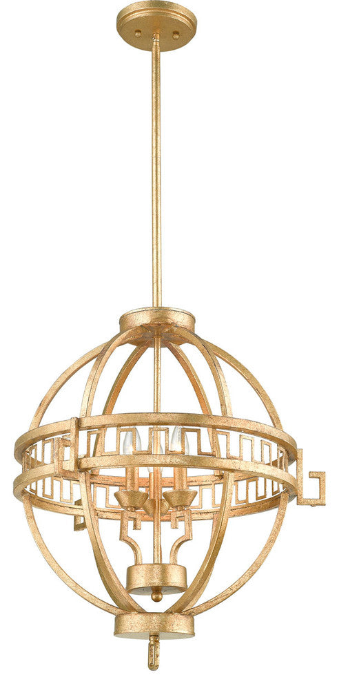 Lemuria 3 Light Pendant, Distressed Gold