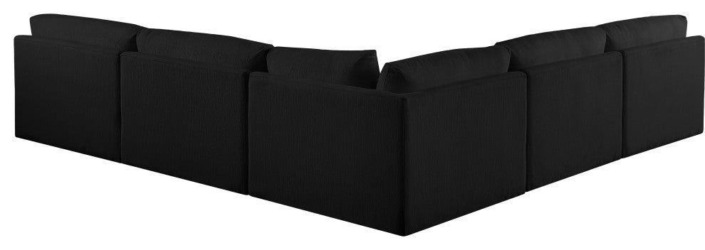 Ease Fabric Upholstered L-Shaped Modular Sectional, Black, 5 Piece: 1 Corner, 4 Armless