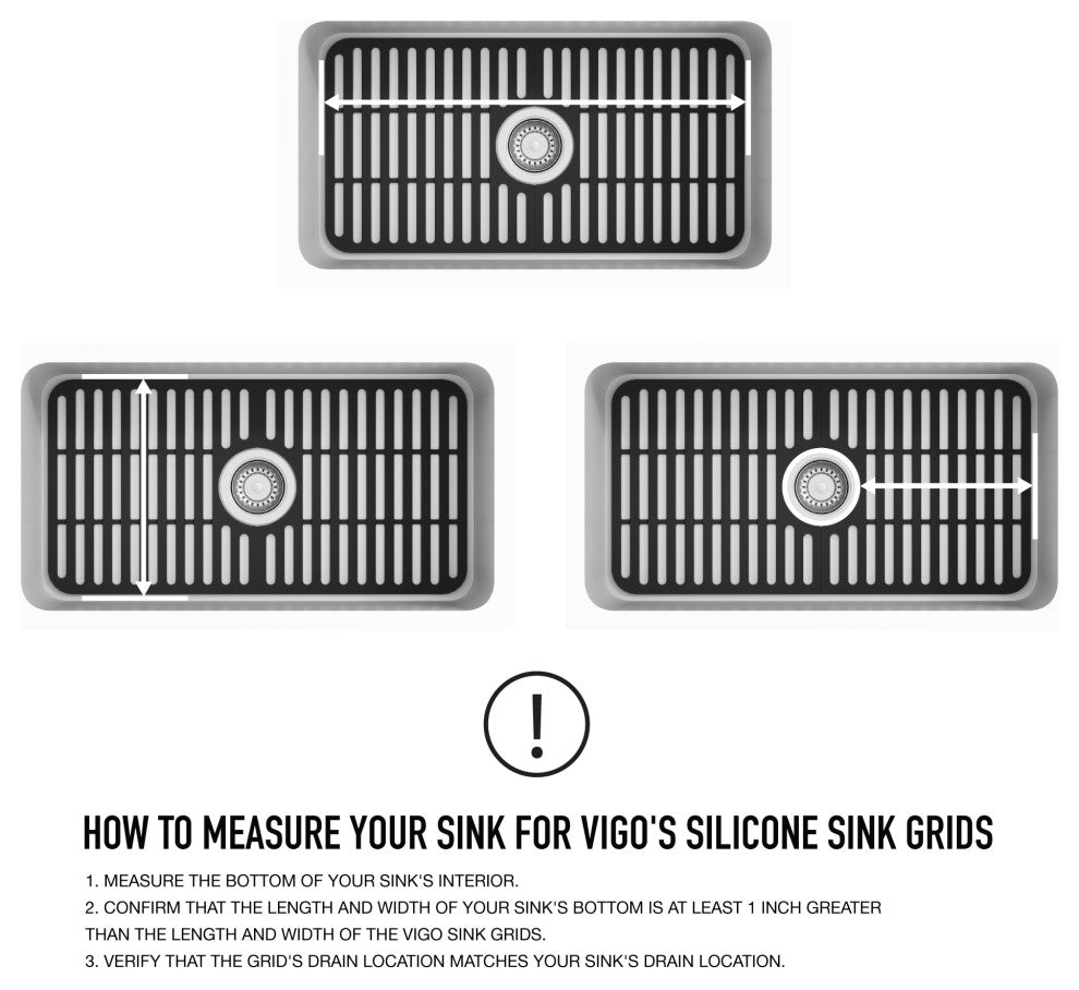 VIGO Silicone Protective Bottom Grid for Single Bowl Kitchen Sink, Matte Black, 25"lx13"w