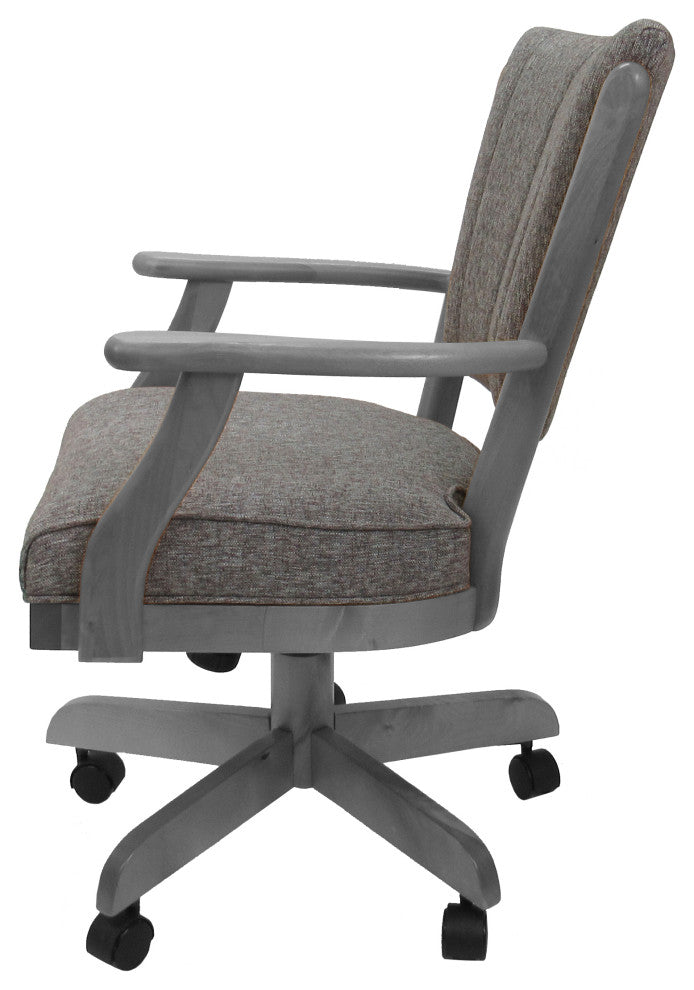 Classic Caster Swivel Dining Chair on Wheels, Solid Wood, Mojave Grey - Light Grey