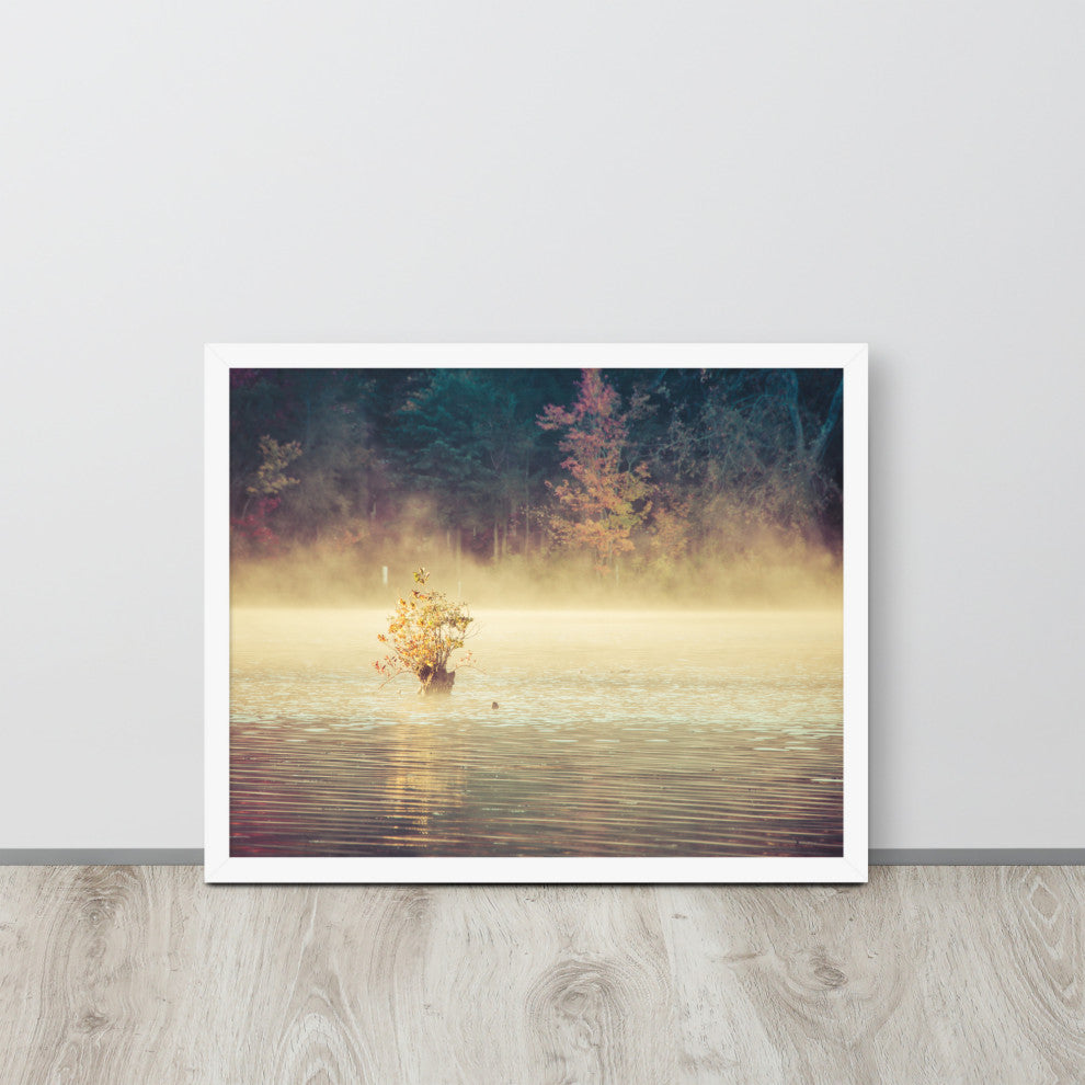 Golden Mist on Waples Pond Framed Photo Paper Wall Art Prints, White, 16" X 20"