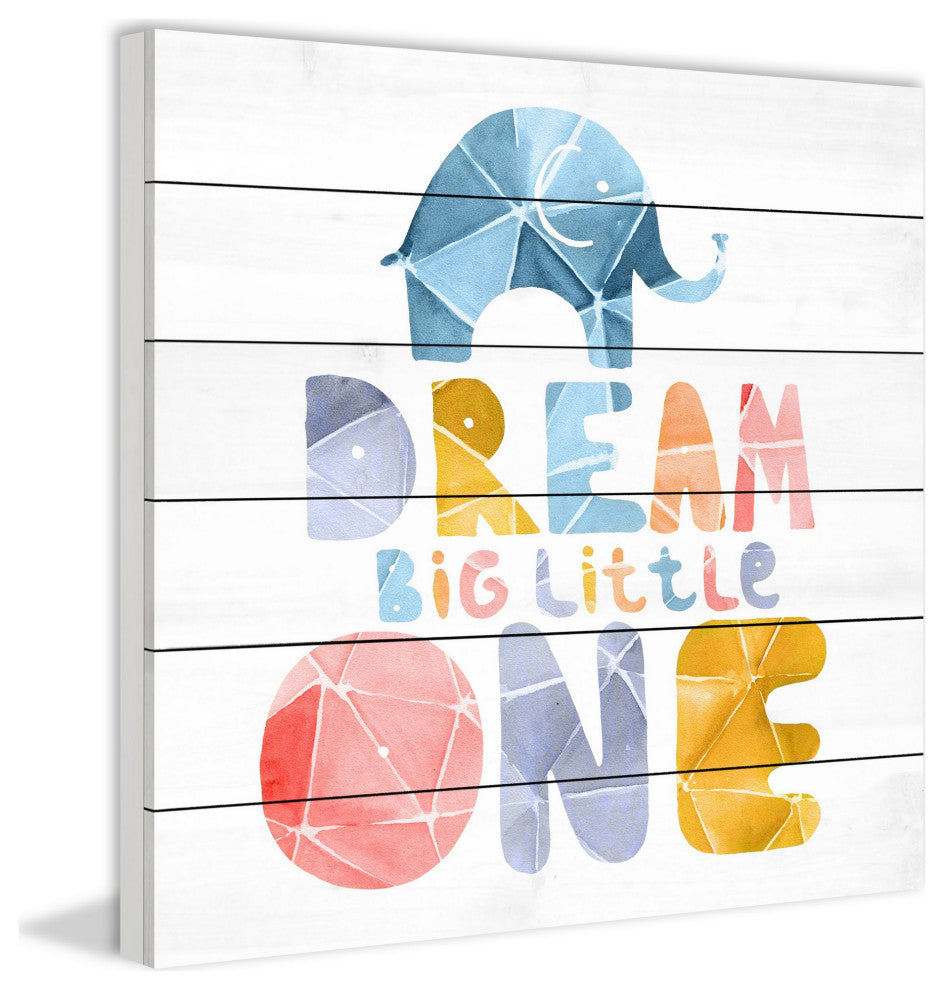 "Paperfold Dream Big Little One" Painting Print on White Wood, 12x12