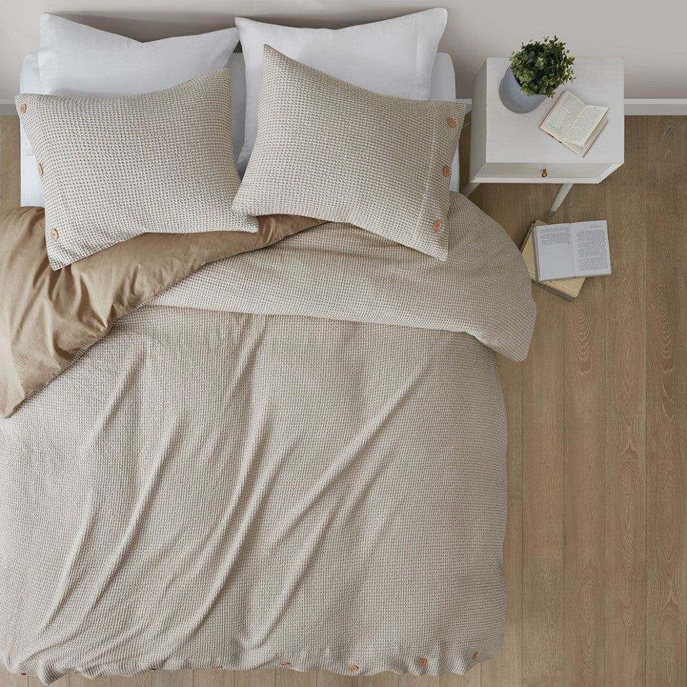 Clean Spaces Mara 4 Pc Cotton and Rayon Blend Waffle Weave Comforter Cover Set