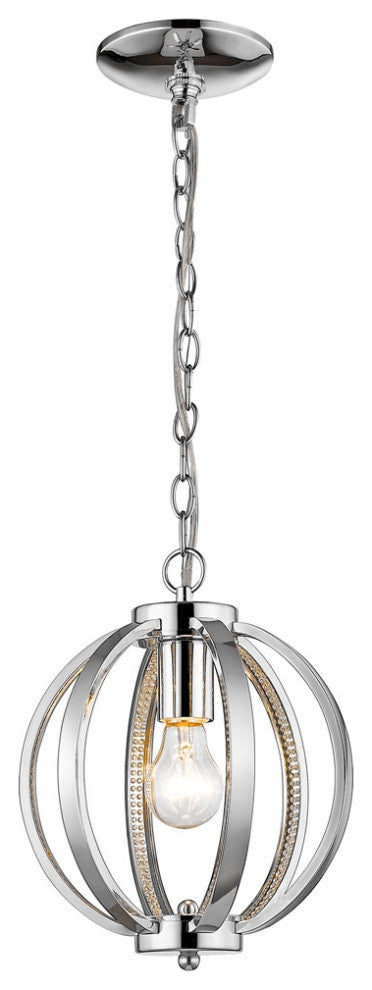 Nevaeh 1-Light Chrome Globe Pendant With Crystal Accents
