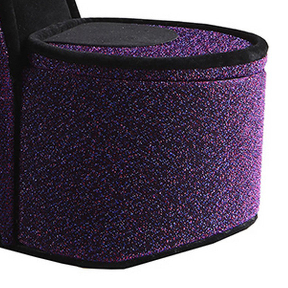 Benzara BM240355 High Heel Shoe Jewelry Box With 3 Hooks and Storage, Purple