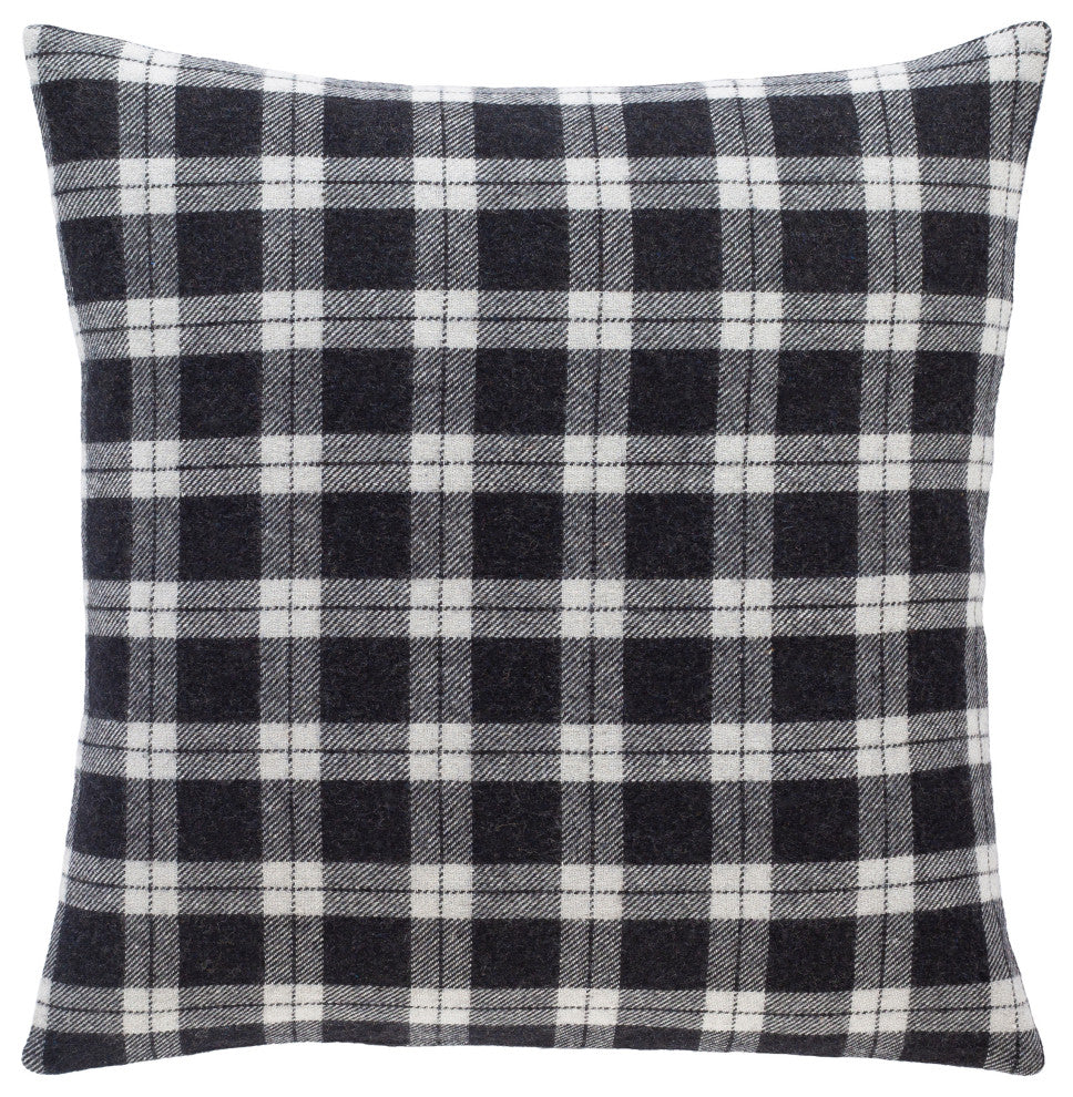 Surya Stanley SLY-003 22"x22" Pillow Cover, Black/Silver Gray
