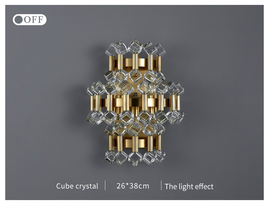 Coruna | Modern colorful design sconce for bedroom, Cube Crystal