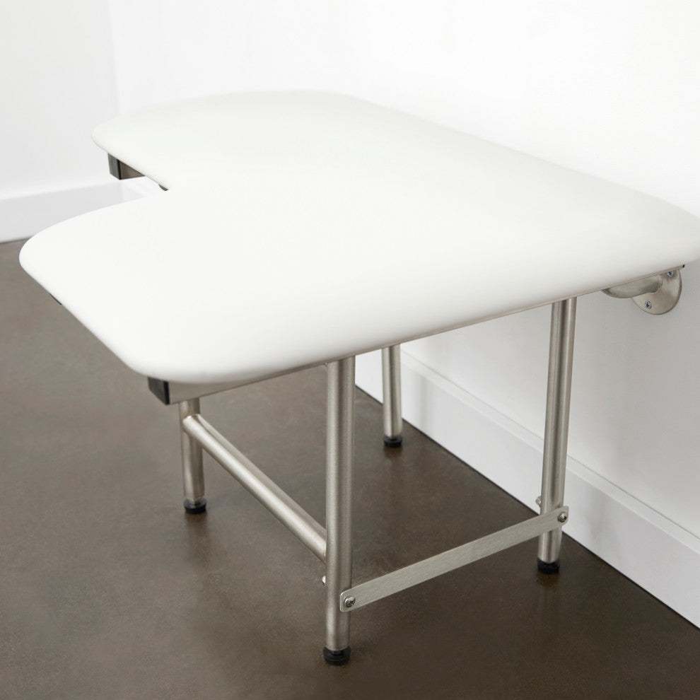 Cushion Wall Mount Folding Transfer Shower Seat , 26 Inch, Left-Handed