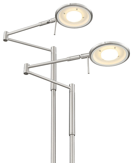 Dessau Turbo Double Swing-Arm LED Floor Lamp, Satin Nickel