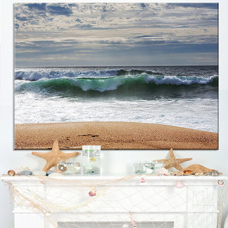 "Large Blue Waves And Blue Sky" Seashore Canvas Print, 32"x16"