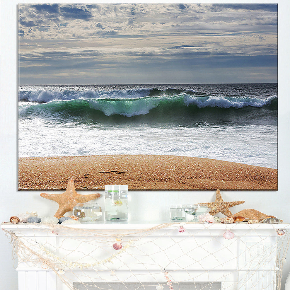 "Large Blue Waves And Blue Sky" Seashore Canvas Print, 32"x16"