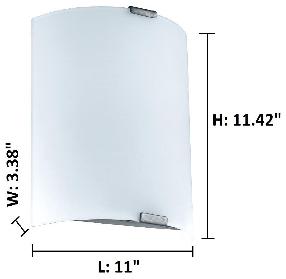 1x8.2W LED Wall Light With Silver Finish and White Glass