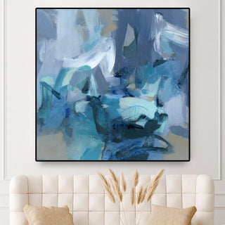 "Abstract Blues II" Oversized Framed Canvas, 45" x 45"