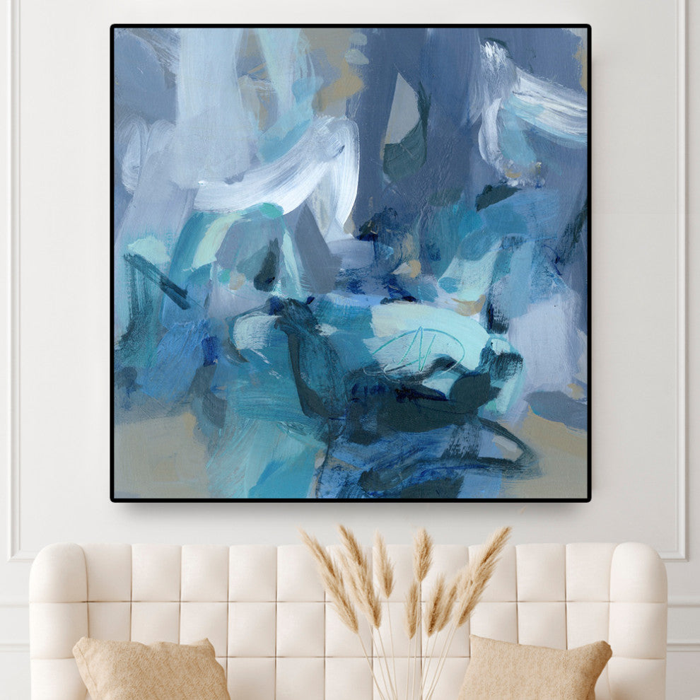 "Abstract Blues II" Oversized Framed Canvas, 45" x 45"