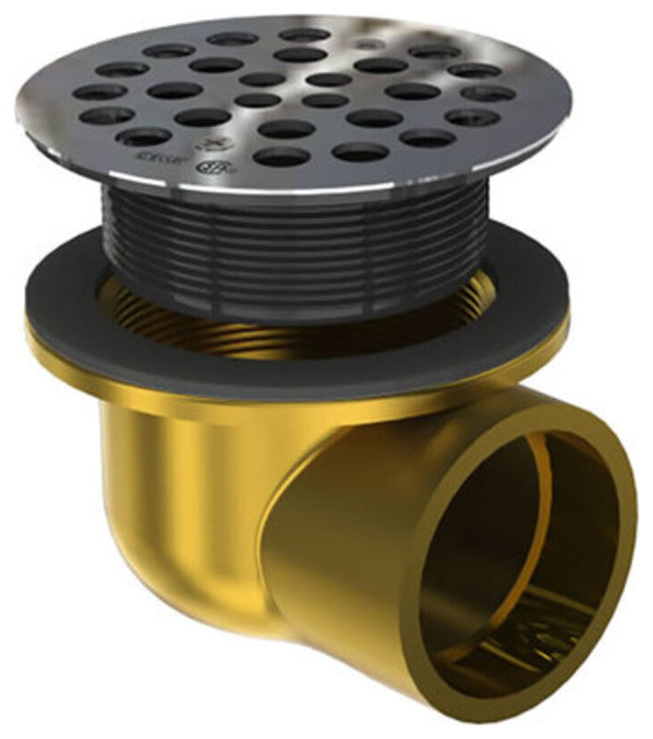 OSB Side Discharge Shower Drain Converting Bath Tub To Walk In Shower, Stainless Steel Cover, Cast Brass