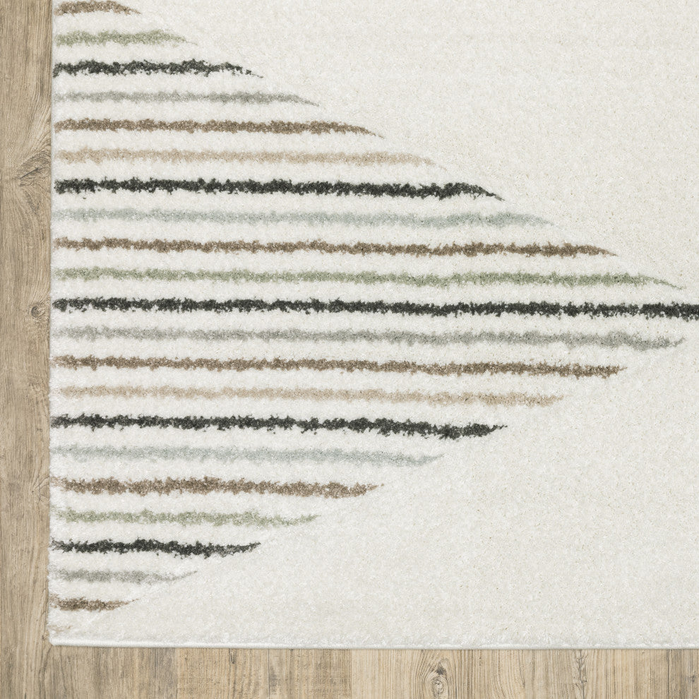 Canton Geometric Stripes Beige/Multi Indoor Area Rug, 6'7"x9'6"