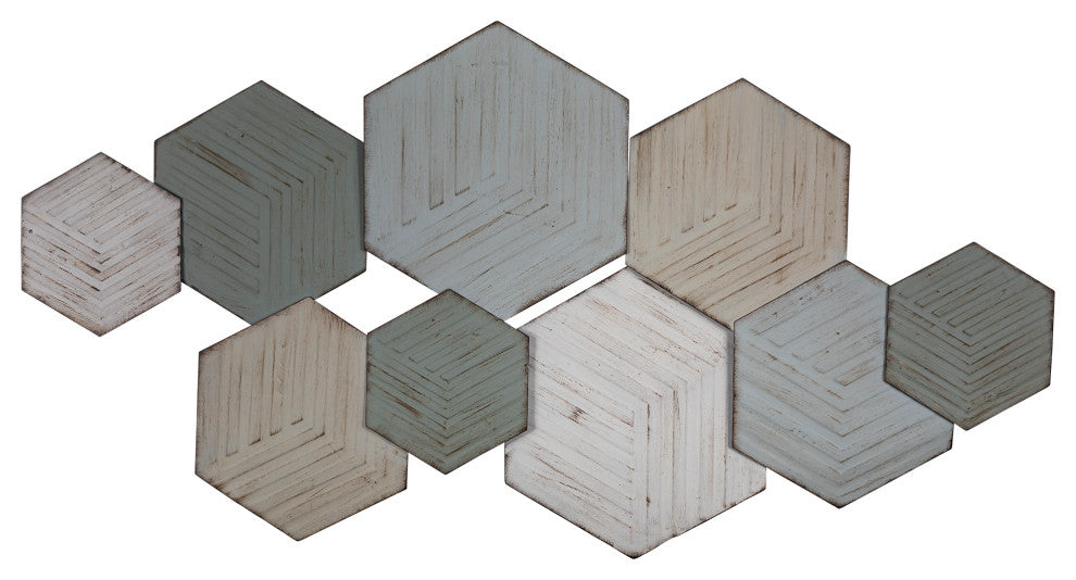 Contemporary Textured Hexagonal Metal Wall Decor