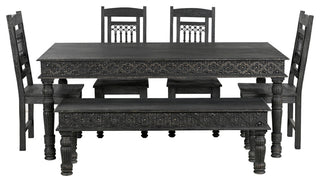 Wiley Carved Dining Table, Black, 72" W