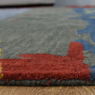 Hand Tufted Wool Area Rug Abstract Multicolor, [Round] 10'x10'