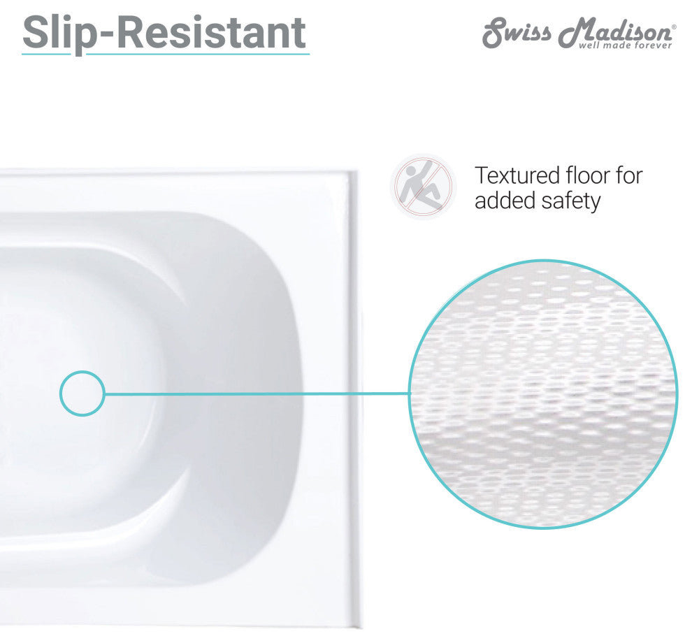 Ivy Alcove Soaking Bathtub with Apron Skirt, 60"x30", Right Hand Drain