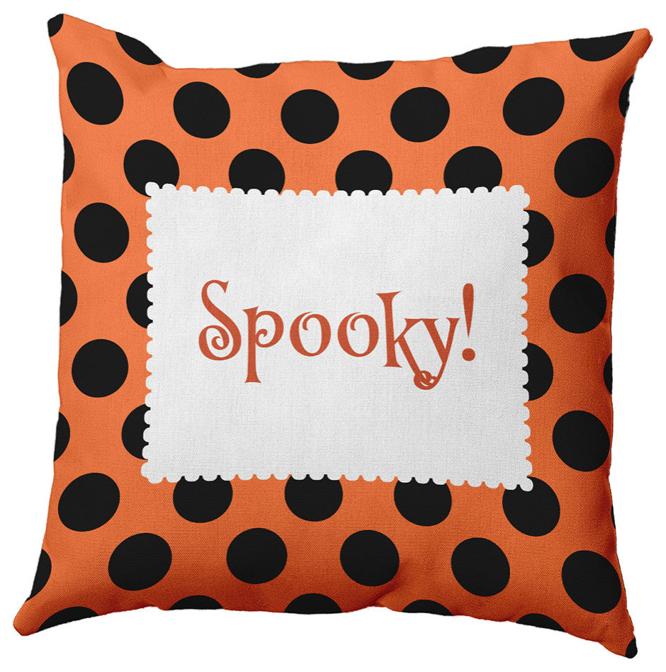 Halloween Spooky Dots Accent Pillow, Traditional Orange, 18"x18"