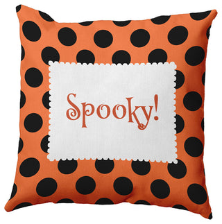 Halloween Spooky Dots Accent Pillow, Traditional Orange, 18"x18"