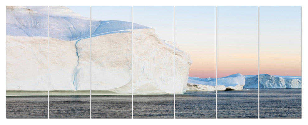 Greenland Ices of Polar Regions, Seashore Canvas Wall Art, 83"x32", 7 Panels