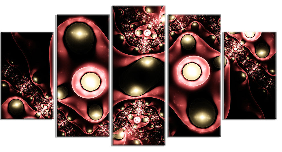 3D Surreal Brown Illustration, Brown, Floral Canvas Art Print, 60"x32", 5 Panels