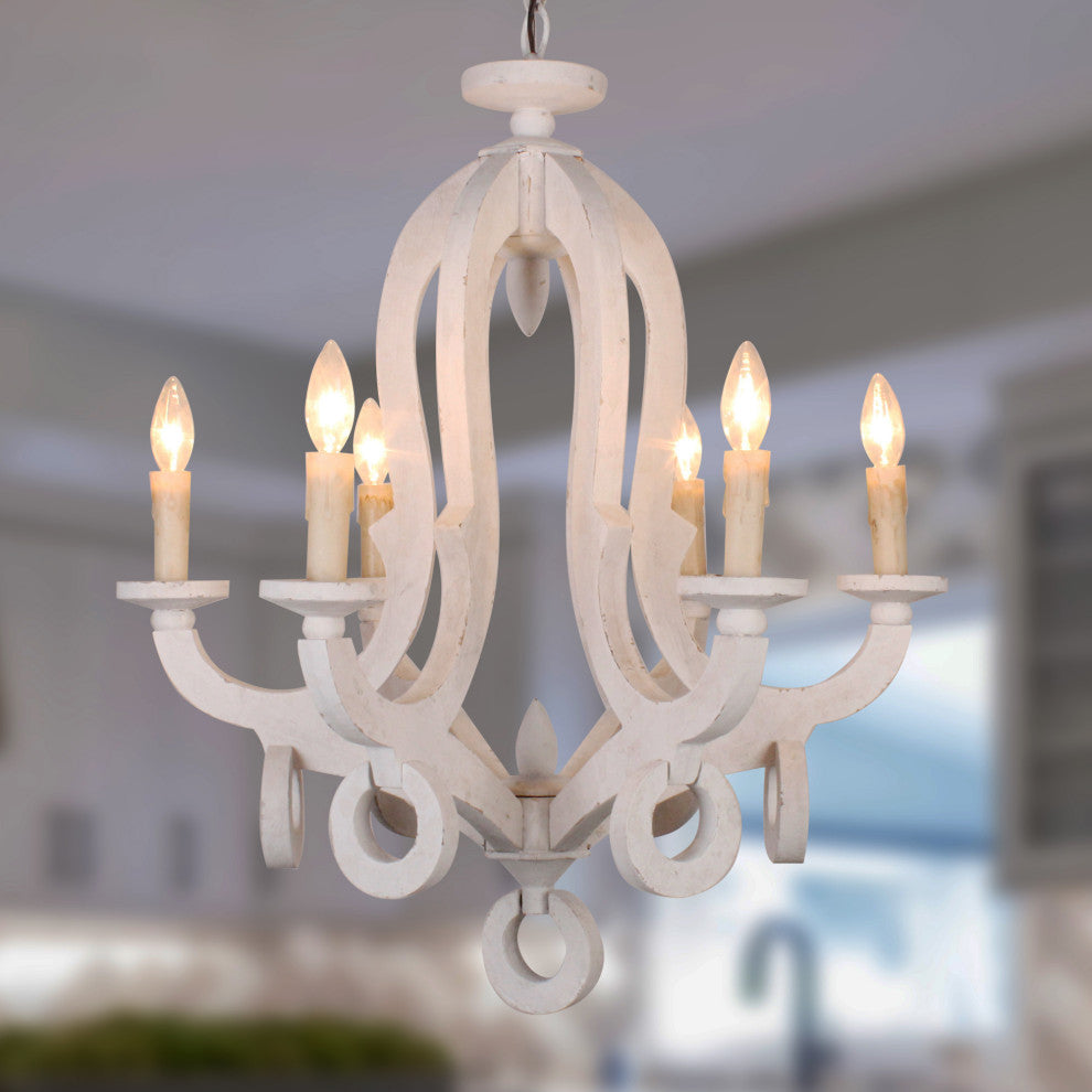 Bella Depot Vintage French Country 6-Lights Chandelier for Kitchen Island, White