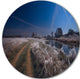 Frosty Fall Night In Moonlight, Landscape Round Metal Wall Art, 23"