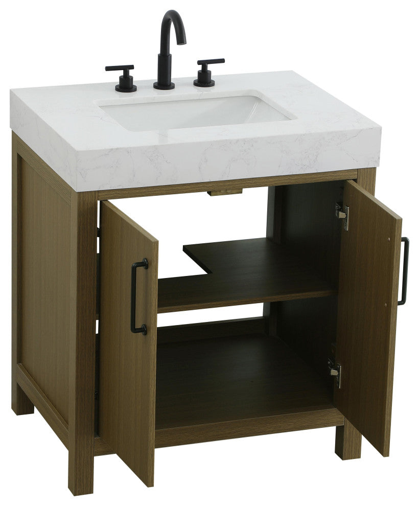 Home Living 30" Single Bathroom Vanity, Chestnut Brown