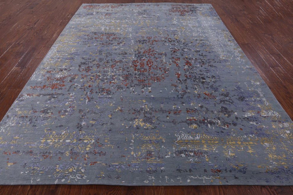 7' 9" X 10' 2" Persian Wool and Silk Handmade Rug Q7092