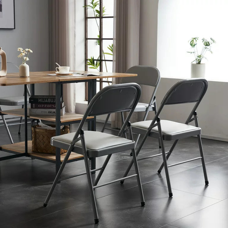 12 Pack Folding Chair, Indoor or Outdoor Use, Padded Seat With Open Back, Gray