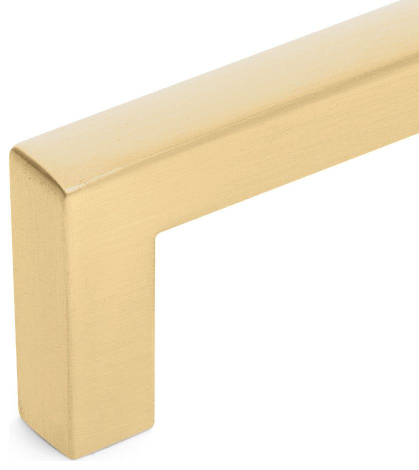 10 Pack Diversa Solid Square Edge Brushed Gold Drawer Pulls, 7-1/2", 192mm Hole
