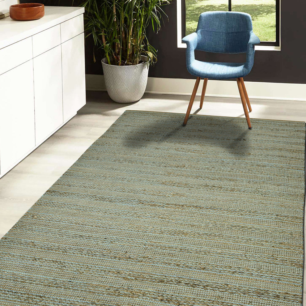 Naturals Sinclair Area Rug, Aqua, 8' x 10', Striped