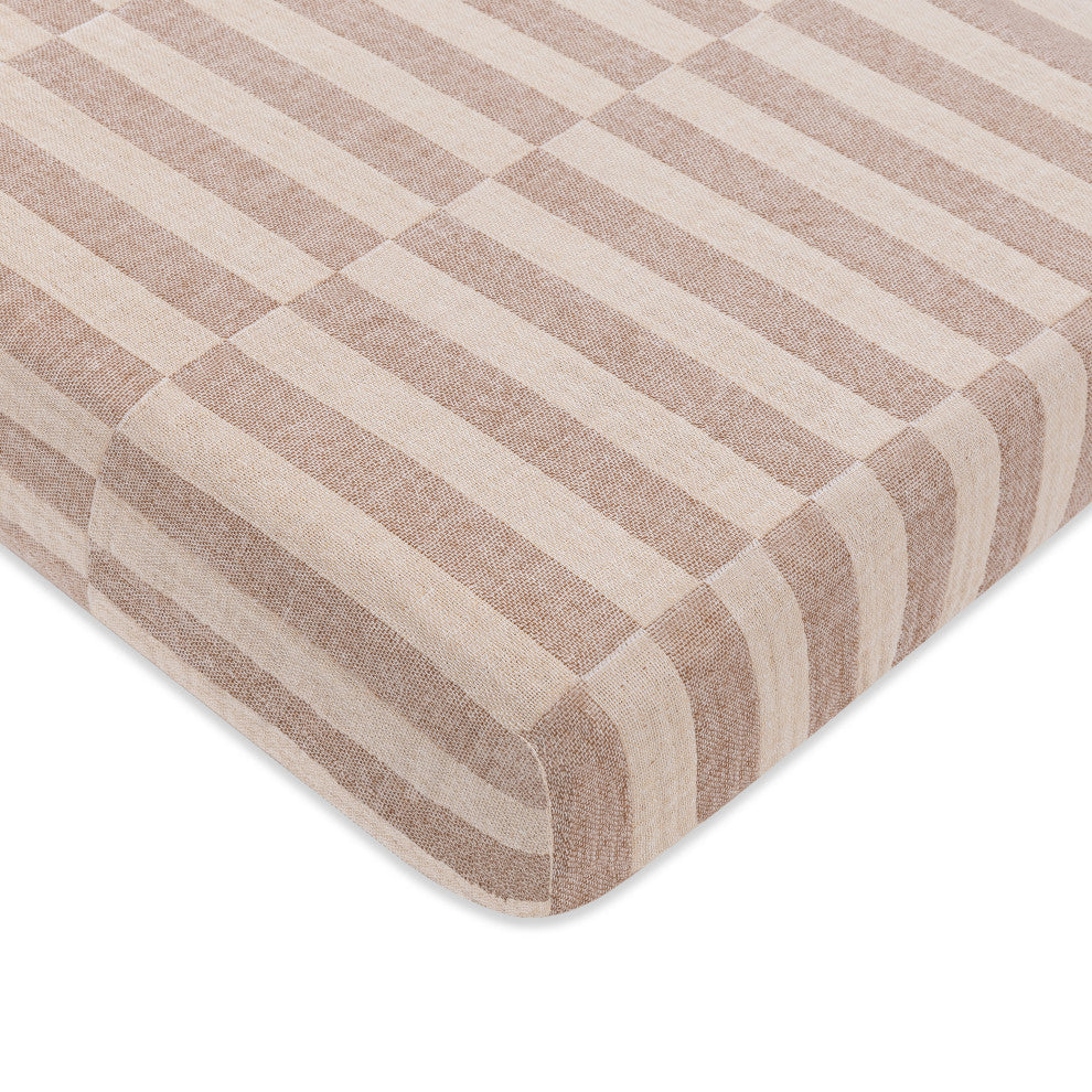 Mini Crib Sheet, GOTS Certified Organic Muslin Cotton, Cocoa Stripe