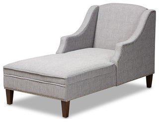 Leonie Gray Fabric Upholstered Wenge Browned Chaise Lounge