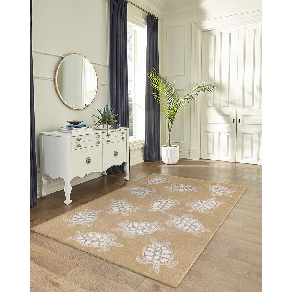 Carmel Seaturtles Indoor/Outdoor Rug, Sand, 6'6"x9'3"