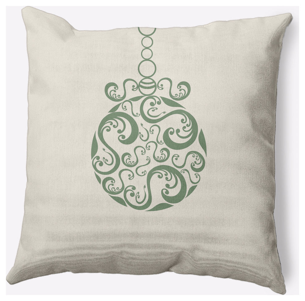 Fancy-Bulb Decorative Throw Pillow, Sage Green, 16"x16"