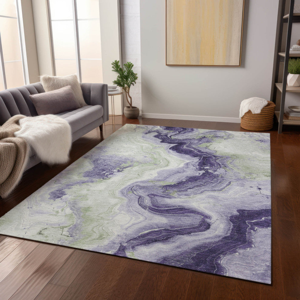 Machine Washable Indoor/Outdoor Chantille ACN1862 Violet 9' x 12' Rug