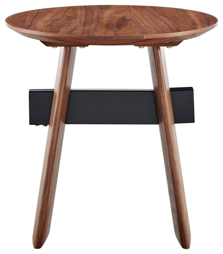 Folke Side Table, Walnut With Matte Black Cross Bar