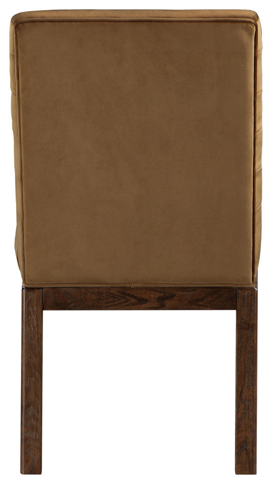 Evelyn Upholstered Dining Chair, Saddle, Velvet, Walnut Finish