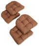 19" U-Shaped Spun Polyester Tufted Dining Chair Cushions, Set of 4, Mocha