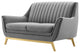 Tufted Loveseat Sofa, Velvet, Gray, Modern, Living Lounge Hotel Hospitality