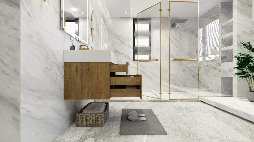 Madison 24" Wall Mounted Vanity with Reinforced Acrylic Sink, Oak