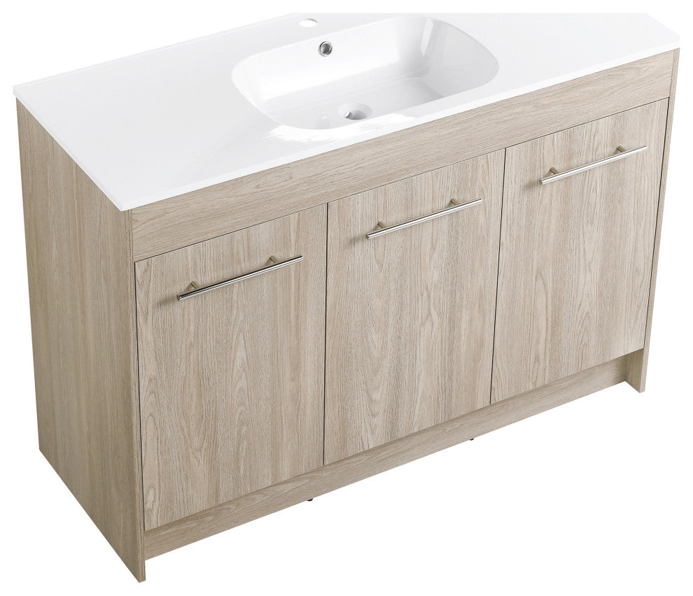 48 Inch Plywood Freestanding Bathroom Vanity With Resin Sink and Two Shelves