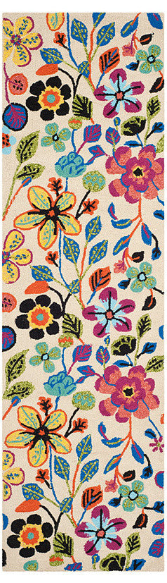 Safavieh Four Seasons Frs427A Floral Outdoor Rug, Ivory/Multi, 2'6"x4'0"